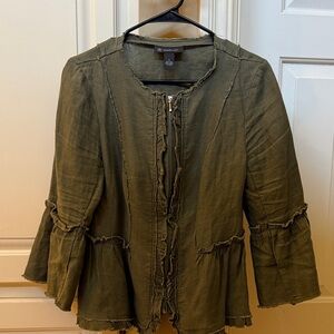 INC International Concepts Olive Ruffle Blazer